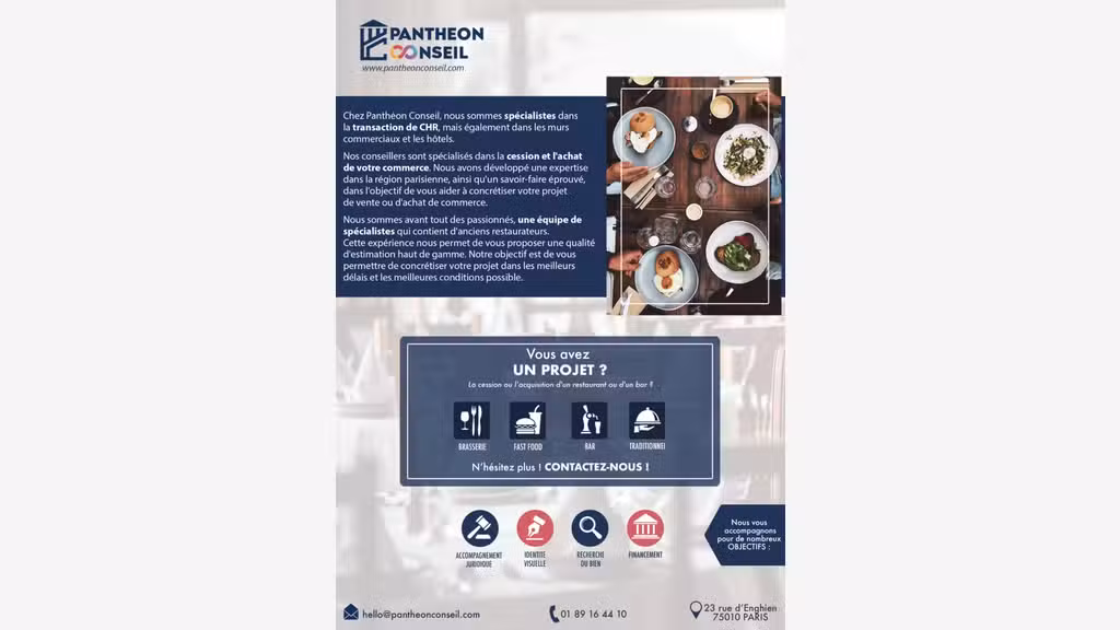 Vente restaurant rapide avec extraction à Paris 2