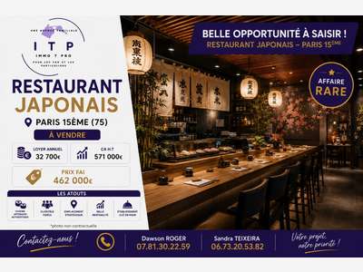 Vente superbe restaurant japonais à Paris 75005