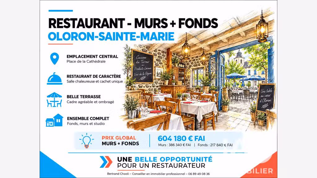 Vente murs + fonds restaurant Oloron-Sainte-Marie
