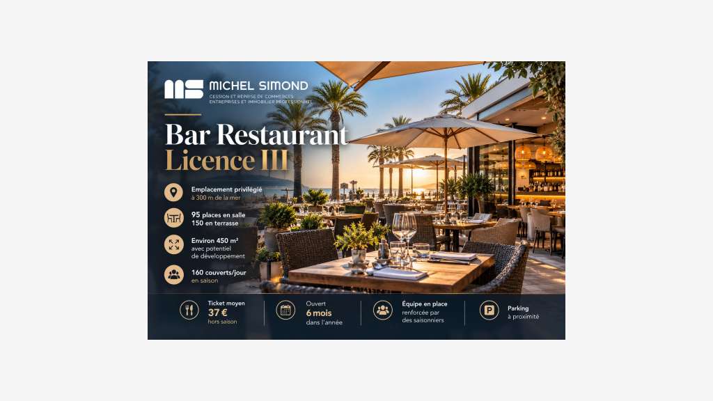 AV restaurant lic III station balnéaire proche mer