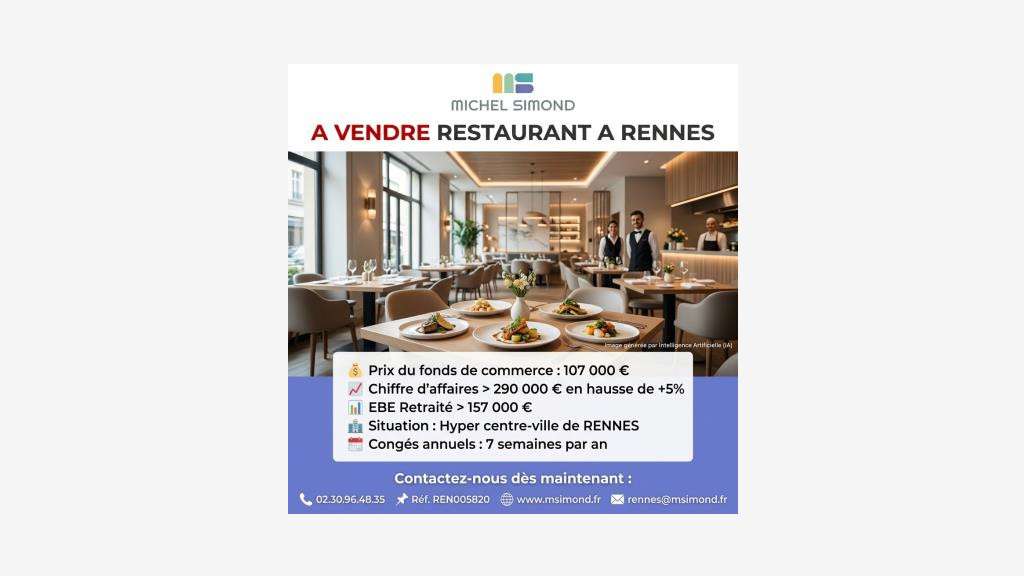 A vendre restaurant hyper centre-ville de Rennes