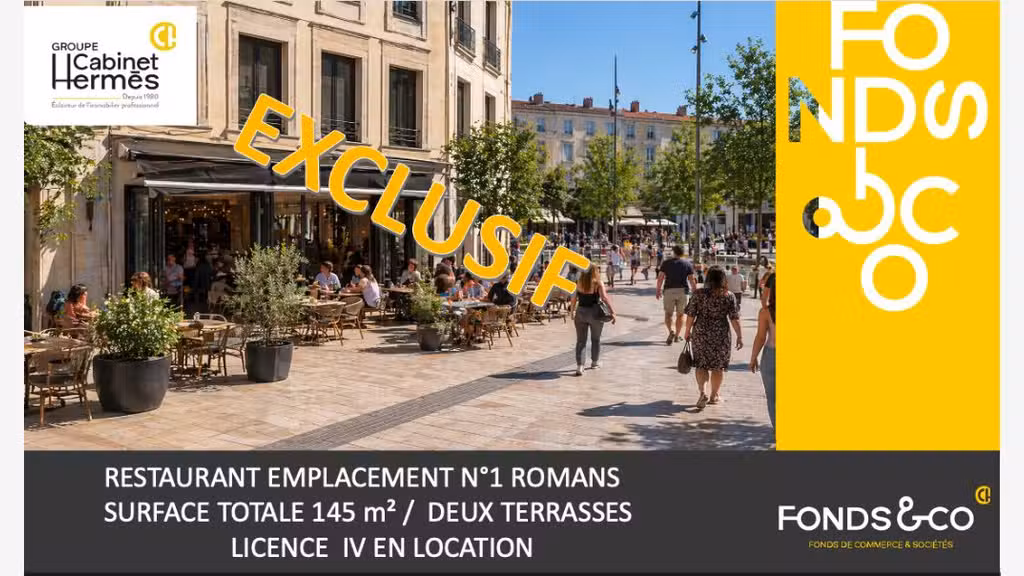 Vente restaurant licence IV empl N°1 Romans centre