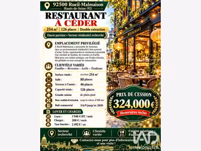 Vente restaurant secteur aisé de Rueil-Malmaison