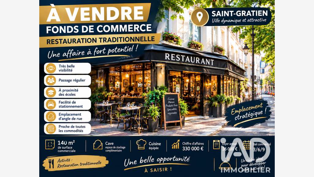 Vente restaurant traditionnel à St-Gratien centre