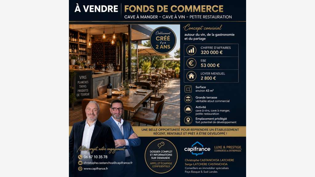 Cave à manger/vin à vendre à Saint Jean de Luz