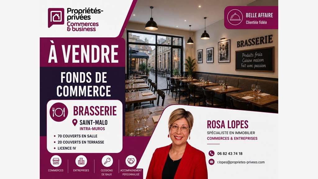AV bar restaurant 150m² empl premium Saint-Malo