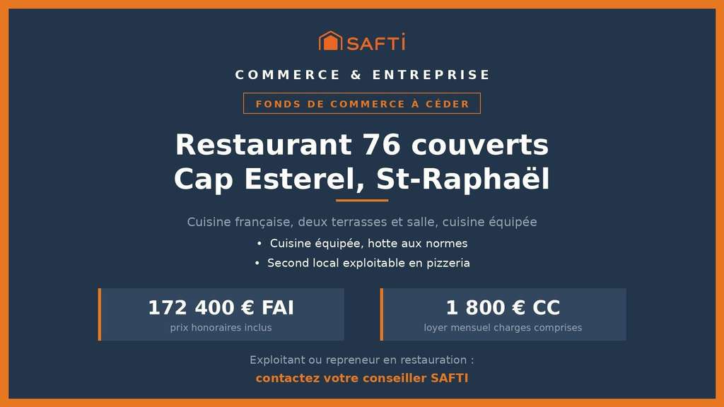 AV restaurant 76 cvts à Saint-Raphaël Cap Esterel