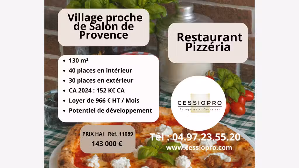A vendre restaurant pizzeria village proche Salon