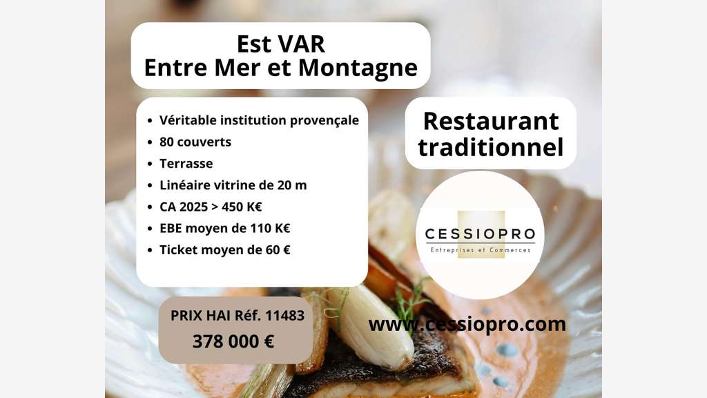 Vente restaurant traditionnel de renommée Seillans