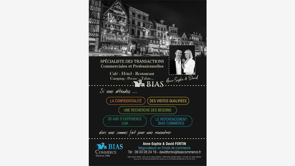Vente bar brasserie avec logement à Rouen 76