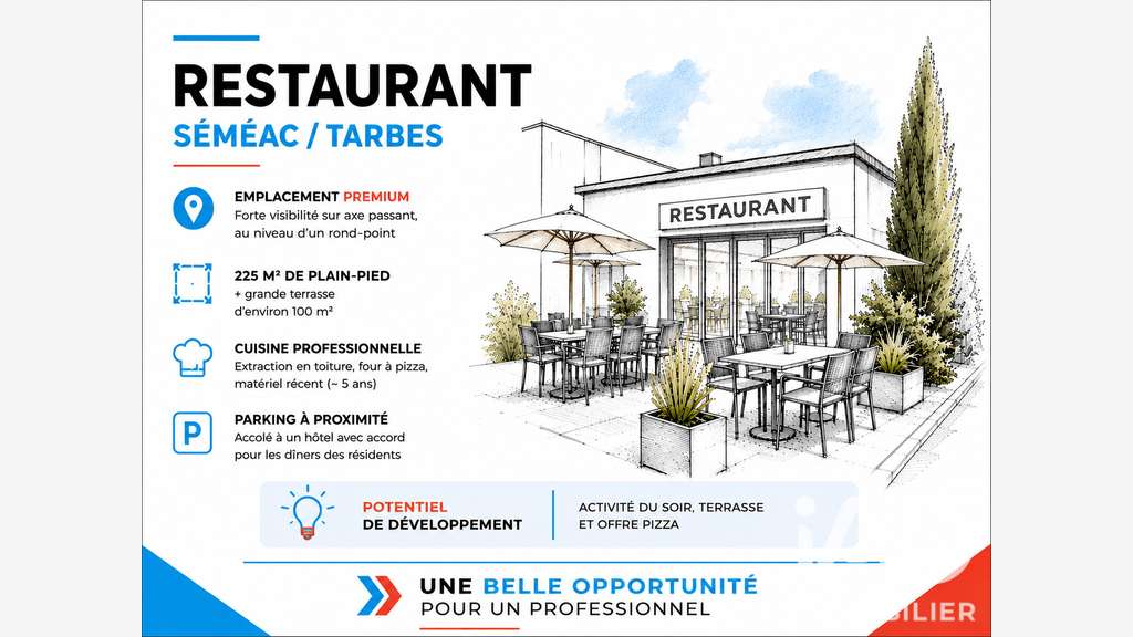 Vente restaurant forte visibilité à Séméac