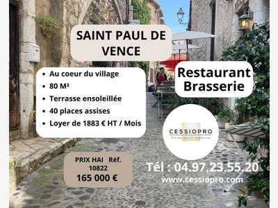 Cède restaurant brasserie 80m² Saint Paul de Vence