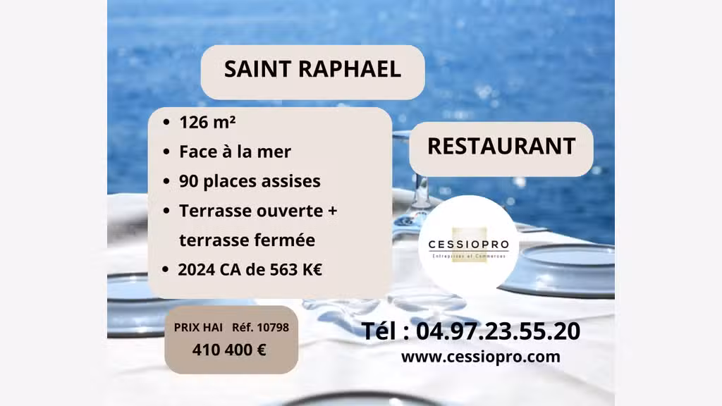 Vente restaurant traditionnel face mer St Raphaël