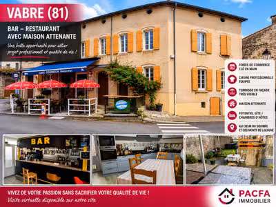 Vente bar restaurant et maison 232m² dans le Tarn