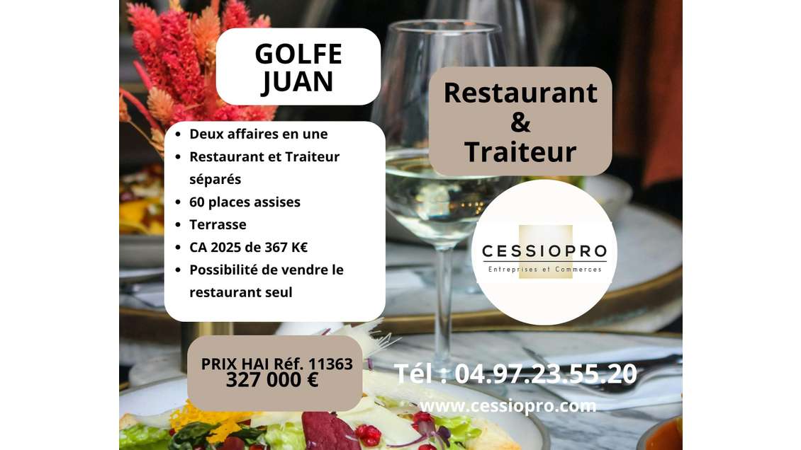 Vente restaurant traiteur à Golfe Juan empl N°1