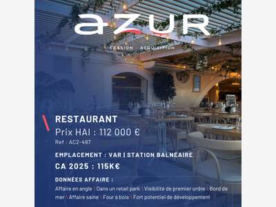VENTE  Restaurant bel emplacement dans le Var