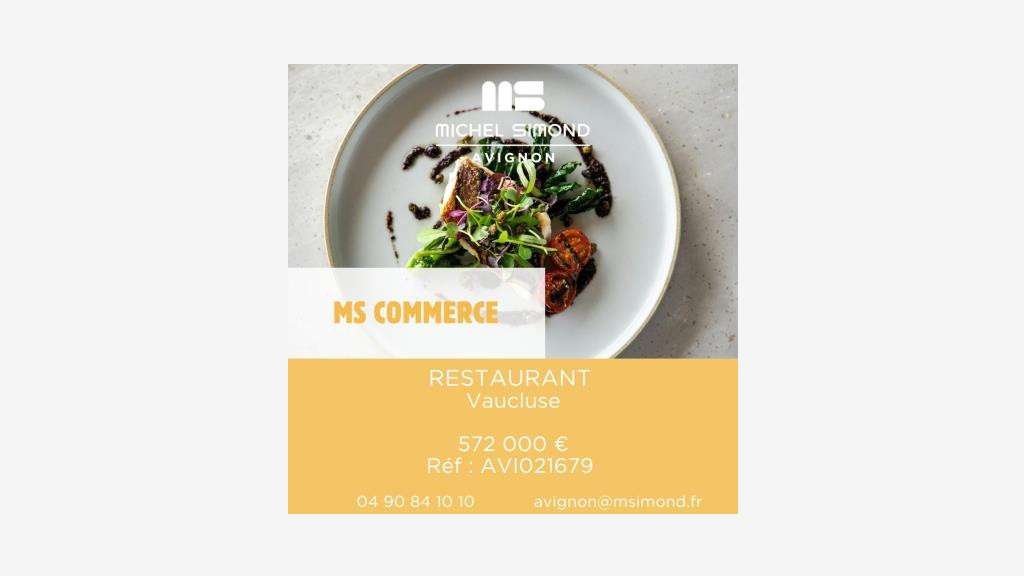 Vente restaurant reconnu en grande ville Vaucluse