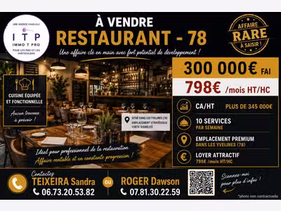 Vente beau restaurant traditionnel dans Yvelines