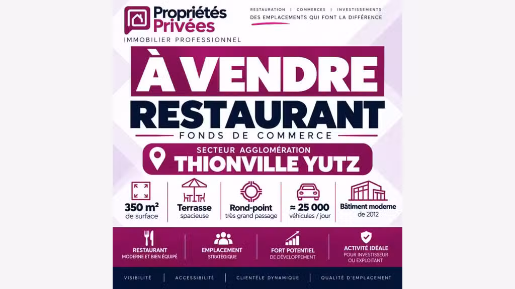 À VENDRE - BAR RESTAURANT MODERNE 350m² AVEC G