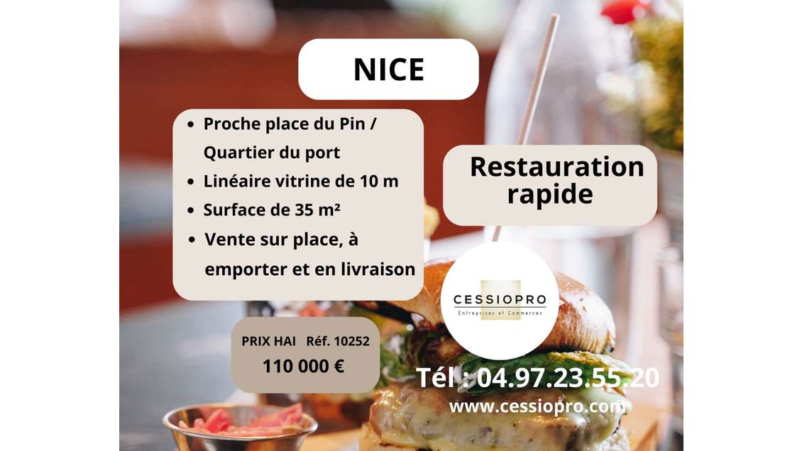 Vente restauration rapide à Nice quartier du port