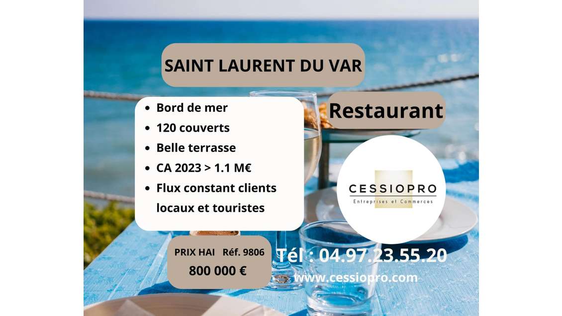 Vente restaurant terrasse à Saint-Laurent-du-Var