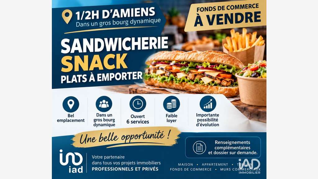 Vente sandwicherie à 30 minutes d'Amiens