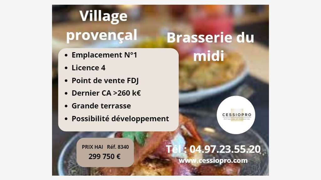 Vend belle brasserie du midi FDJ l4 à Salon de Pce