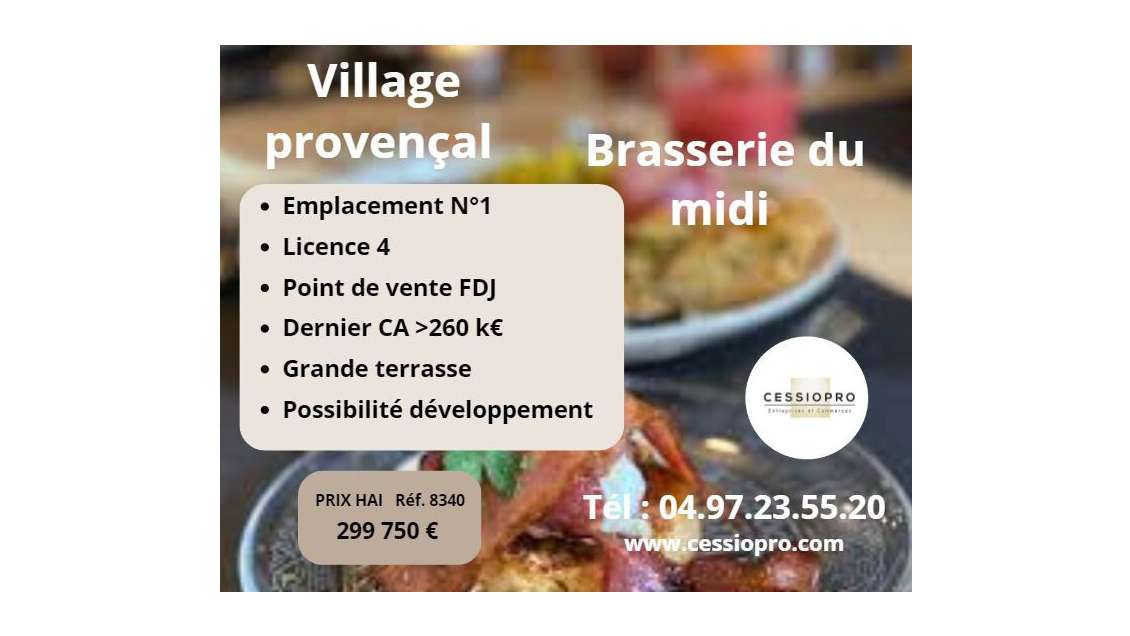 Vend belle brasserie du midi FDJ l4 à Salon de Pce