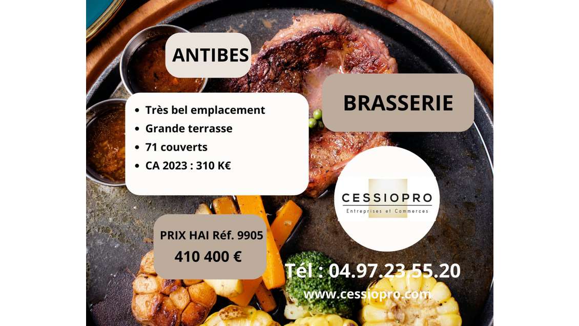 Vente brasserie au vieil Antibes zone piétonne